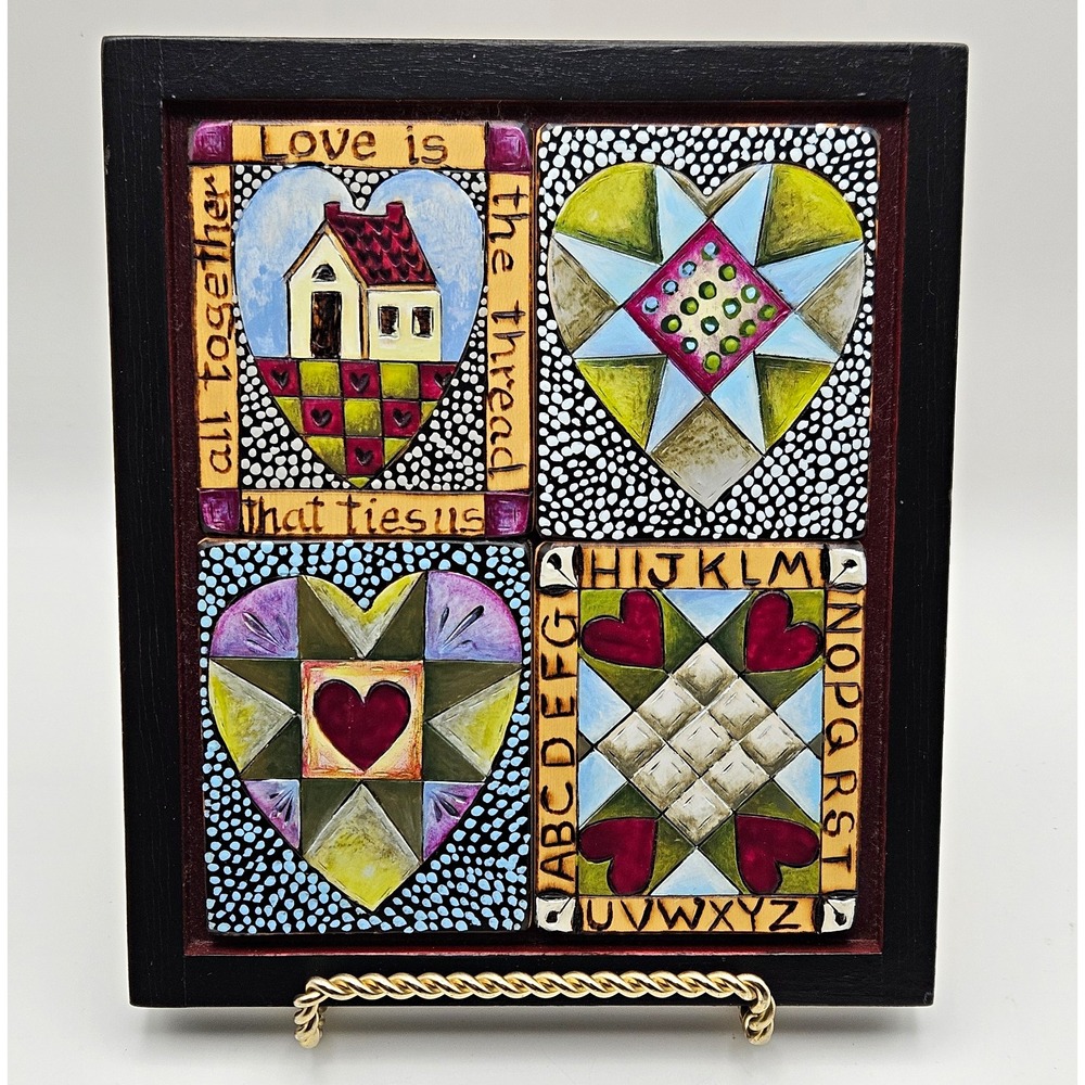 Susan Campanelli Folk Art Painted Wood Heart Wall Plaque Hanging Inspirational